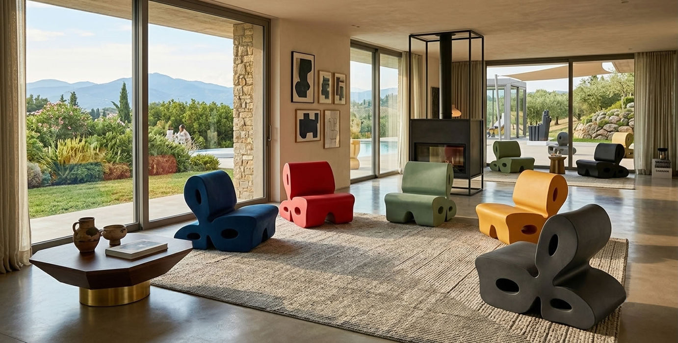 Clover Chair (oval version) - coated foam armchair