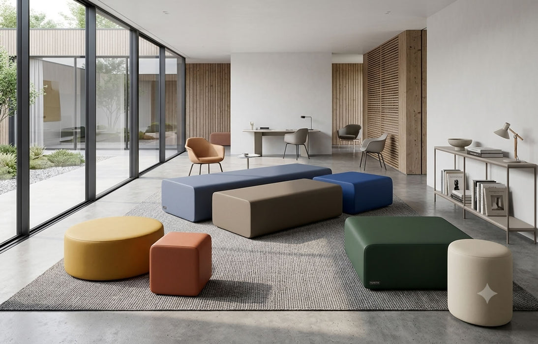 Lovely BLKR - coated foam pouf and bench