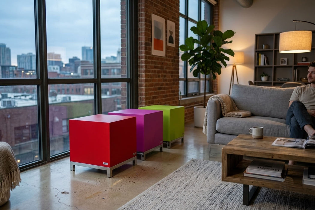Lovely Cube metal frame - coated foam pouf