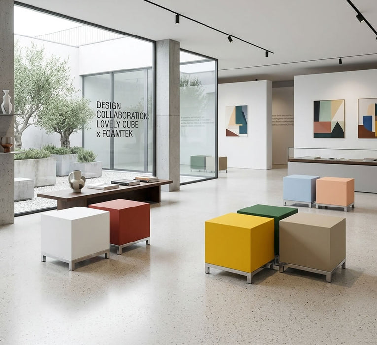 Lovely Cube metal frame - coated foam pouf