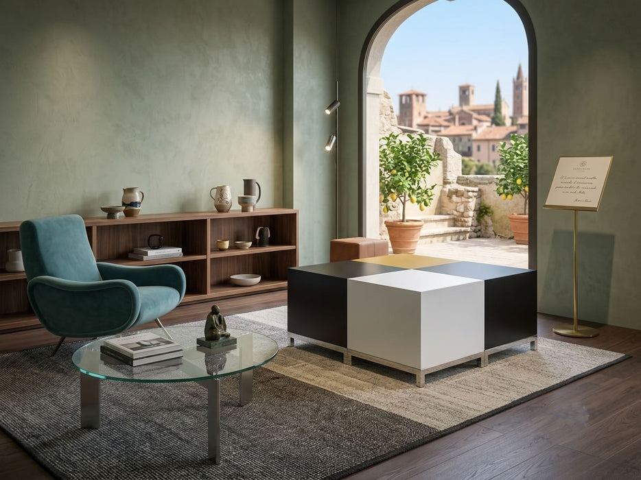 Lovely Cube metal frame - coated foam pouf